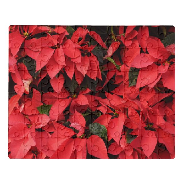 Red Poinsettias II Christmas Holiday Floral Jigsaw Puzzle (Puzzle Horizontal)
