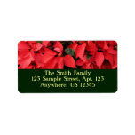 Red Poinsettias II Christmas Holiday Floral Label