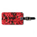 Red Poinsettias II Christmas Holiday Floral Luggage Tag