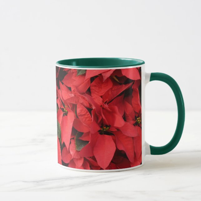 Red Poinsettias II Christmas Holiday Floral Mug (Right)