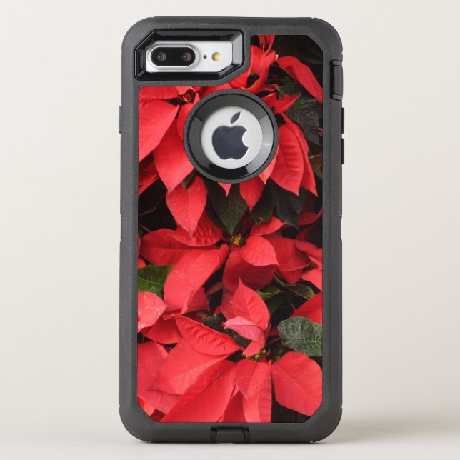 Red Poinsettias II Christmas Holiday Floral Otterbox iPhone Case (Back)