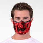 Red Poinsettias II Christmas Holiday Floral Premium Face Mask