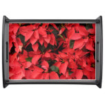 Red Poinsettias II Christmas Holiday Floral Serving Tray