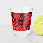 Red Poinsettias II Christmas Holiday Floral Shot Glass