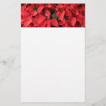 Red Poinsettias II Christmas Holiday Floral Stationery