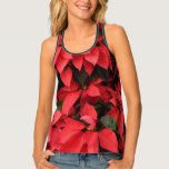 Red Poinsettias II Christmas Holiday Floral Tank Top