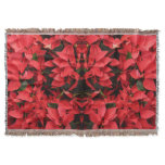 Red Poinsettias II Christmas Holiday Floral Throw Blanket