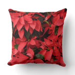 Red Poinsettias II Christmas Holiday Floral Throw Pillow
