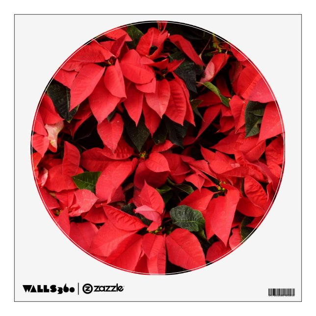Red Poinsettias II Christmas Holiday Floral Wall Sticker (Front)