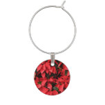 Red Poinsettias II Christmas Holiday Floral Wine Glass Charm