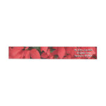 Red Poinsettias II Christmas Holiday Floral Wrap Around Label