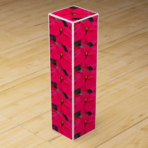 Red Poinsettias Pattern Holiday Wine Box