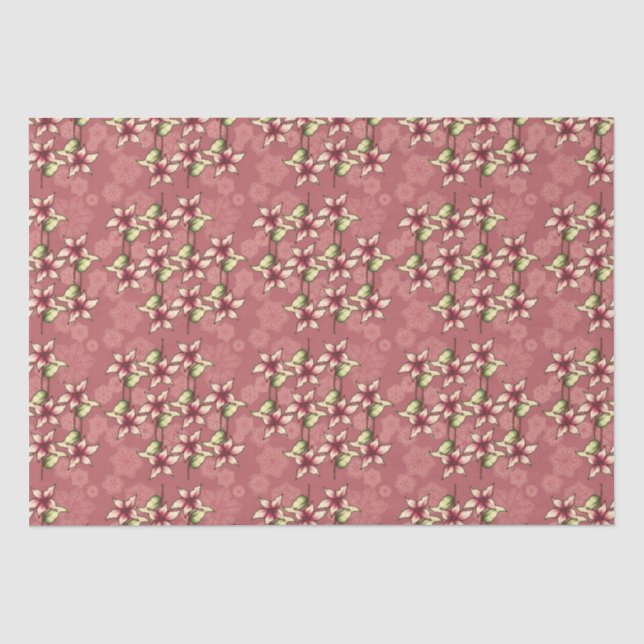 Red Poinsettias & Snowflakes Christmas Tissue Paper (Front)