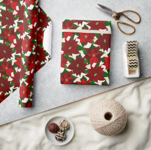 Red Poinsettias Wrapping Paper