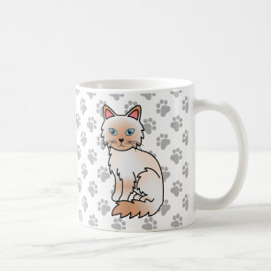 Red Point Birman / Ragdoll Cartoon Cat & Paws Coffee Mug
