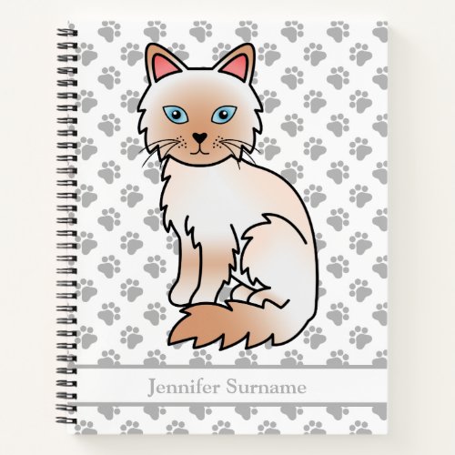 Red Point Birman  Ragdoll Cat  Custom Text Notebook