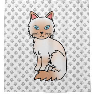 Red Point Birman / Ragdoll Cat & Paws Shower Curtain