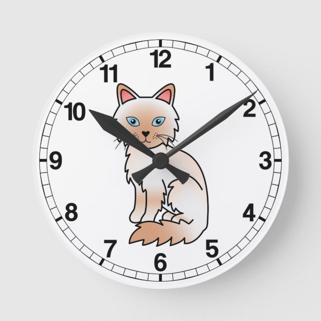 Red Point Birman / Ragdoll Cat Round Clock (Front)