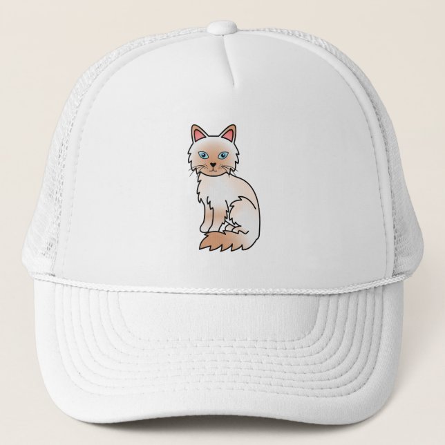 Red Point Birman / Ragdoll Cute Cartoon Cat Trucker Hat (Front)