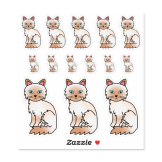 Red Point Birman / Ragdoll Cute Cartoon Cats Sticker