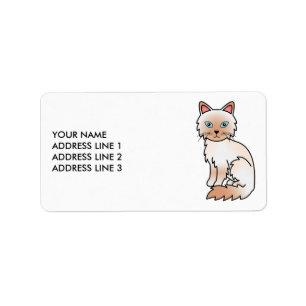Red Point Birman / Ragdoll Cute Cat & Custom Text Label