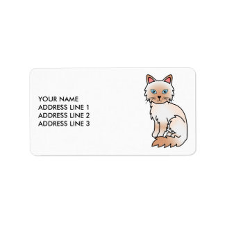 Red Point Birman / Ragdoll Cute Cat &amp; Custom Text Label