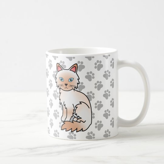 Birman Cat Cartoon Mug Personalized Text Coffee Tea Cup
