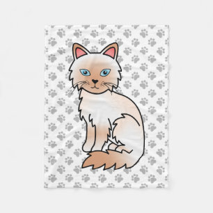 Red Point Birman / Ragdoll Cute Cat & Paws Fleece Blanket