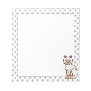 Red Point Birman / Ragdoll Cute Cat & Paws Notepad