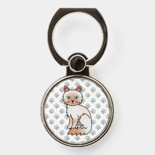 Red Point Birman / Ragdoll Cute Cat & Paws Phone Ring Stand