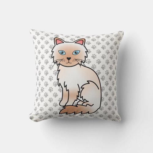 Red Point Birman  Ragdoll Cute Cat  Paws Throw Pillow