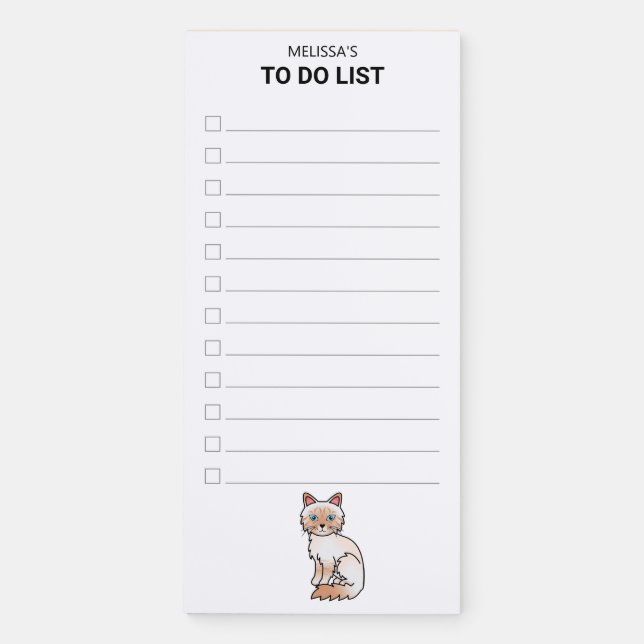 Red Point Tabby Birman Cat To Do List & Name Magnetic Notepad (Front)