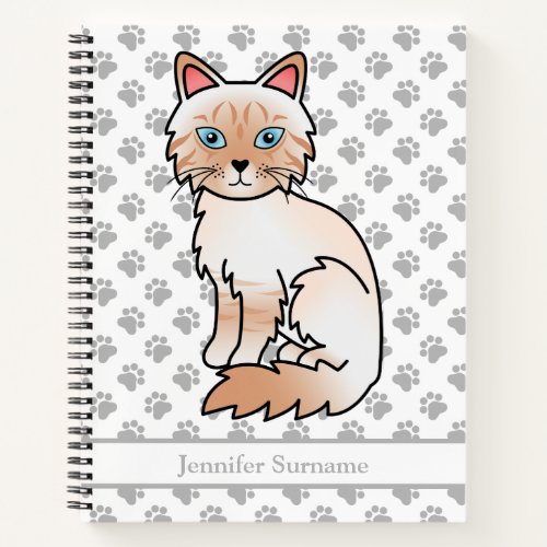 Red Point Tabby BirmanRagdoll Cat  Custom Text Notebook