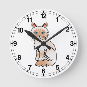 Red Point Tabby Birman / Ragdoll Cat Round Clock