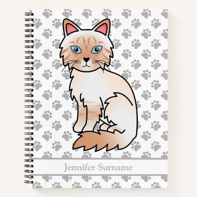 Red Point Tabby Birman / Ragdoll & Custom Text Notebook (Front)