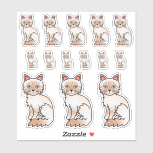 Red Point Tabby Birman/Ragdoll Cute Cartoon Cats Sticker