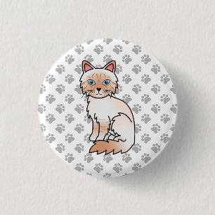 Red Point Tabby Birman / Ragdoll Cute Cat & Paws Button