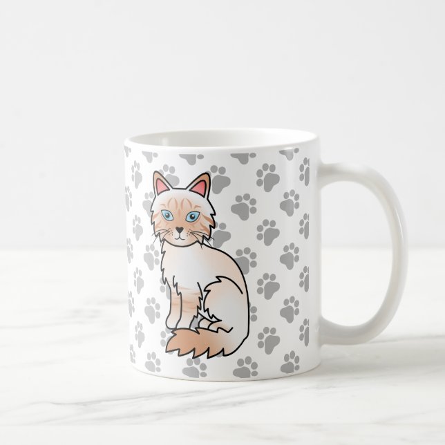 Red Point Tabby Birman / Ragdoll Cute Cat & Paws Coffee Mug (Right)