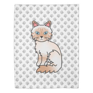 Red Point Tabby Birman / Ragdoll Cute Cat & Paws Duvet Cover