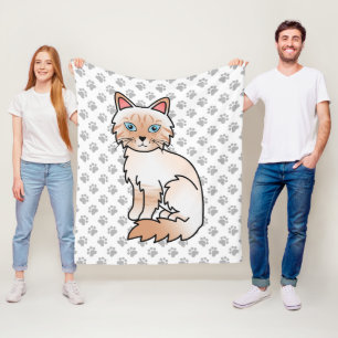 Red Point Tabby Birman / Ragdoll Cute Cat & Paws Fleece Blanket