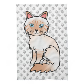 Red Point Tabby Birman / Ragdoll Cute Cat &amp; Paws Kitchen Towel
