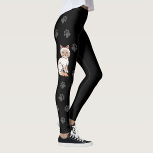 Red Point Tabby Birman / Ragdoll Cute Cat & Paws Leggings
