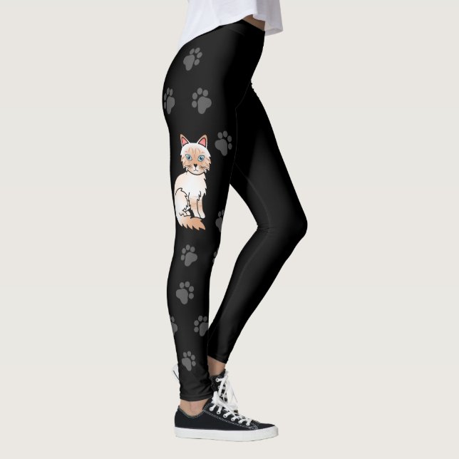 Red Point Tabby Birman / Ragdoll Cute Cat & Paws Leggings (Right)