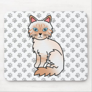 Red Point Tabby Birman / Ragdoll Cute Cat & Paws Mouse Pad