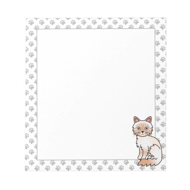 Red Point Tabby Birman / Ragdoll Cute Cat & Paws Notepad (Front)