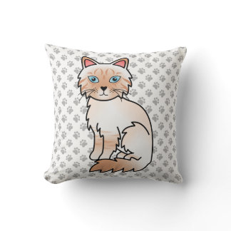 Red Point Tabby Birman / Ragdoll Cute Cat &amp; Paws Throw Pillow