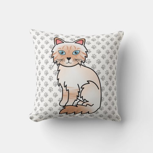 Red Point Tabby Birman  Ragdoll Cute Cat  Paws Throw Pillow