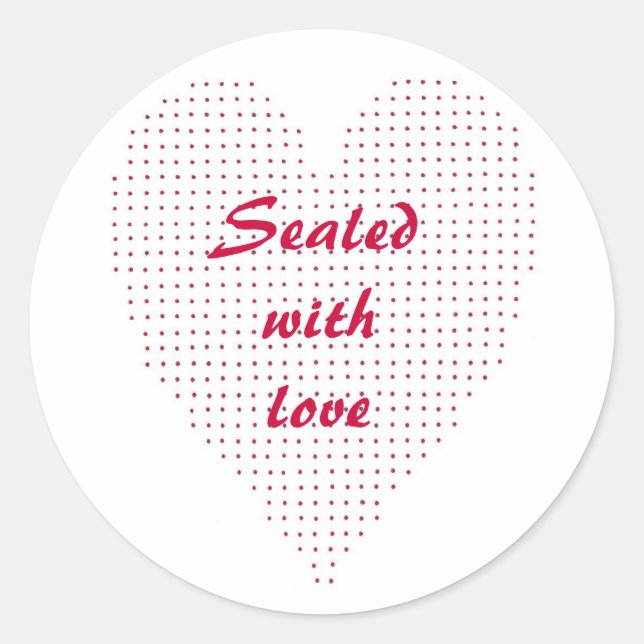 Red Pointillism Heart, Sealed with Love Stickers (Front)