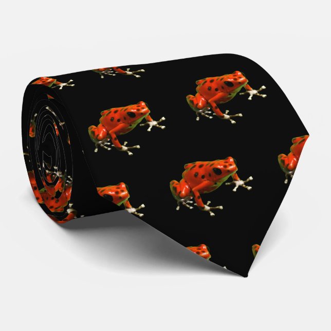 Red Poison Dart Frog Neck Tie (Rolled)