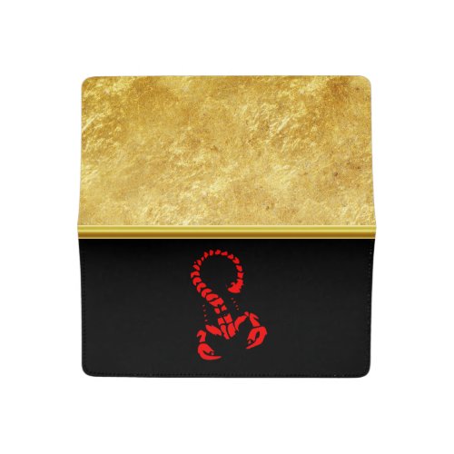 Red poisonous scorpion very venomous insect checkbook cover